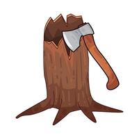 illustration of chop wood using an axe vector