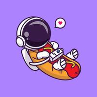 Cute Astronaut Hotdog Floating In Space Cartoon vector