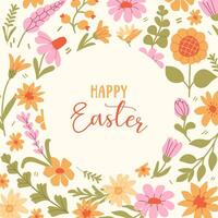 Easter card, banner, poster, background with spring flowers in minimalistic style vector