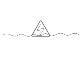 Continuous one line drawing of danger sign stop alert graphic illustration vector