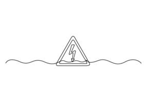 Danger sign caution stop alert attention continuous line graphic illustration vector