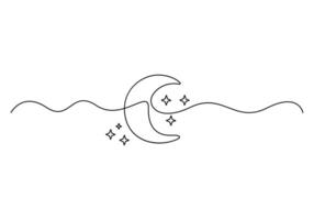 Moon continuous one line drawing graphic illustration vector