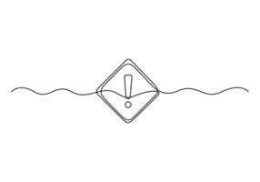Danger sign caution stop alert attention single continuous line pro illustration vector