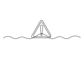 Danger sign caution stop alert attention continuous single line graphic illustration vector