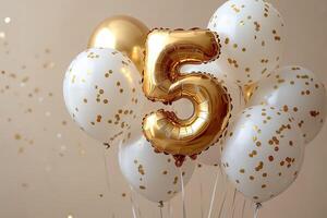 A bunch of balloons with the number 5 on it photo