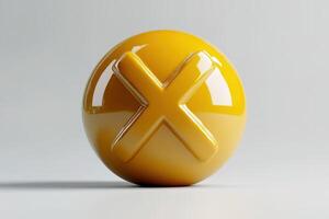 A yellow ball with an X on it photo