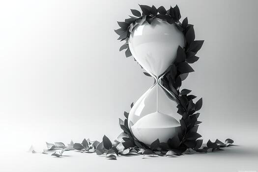 A white and black timepiece with leaves and sand on it photo