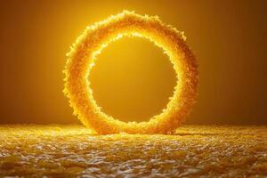 A golden ring with a hole in the middle photo