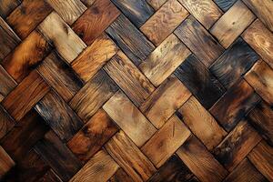 A wooden floor with a checkered pattern photo