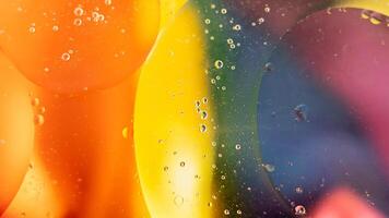 Structure of colorful oil bubbles. Chaotic motion. Abstract paint. Rainbow, LGBT photo