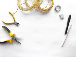 Diy crafting essentials. Tools and materials for creative projects photo