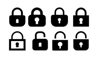 Simple lock and unlock icons set for digital use vector