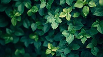 Lush green bush with leaves that are green and full. The leaves are arranged in a way that creates a sense of depth and dimension. The image conveys a feeling of tranquility and serenity photo