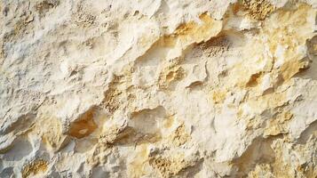 Rock wall with a lot of texture and a few holes. The wall is made of stone and has a rough surface photo