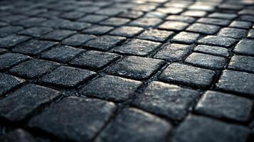 Close up of a black tiled floor. The tiles are square and the floor is very dark photo