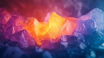 Colorful mountain range made of ice and rocks. The colors are vibrant and the rocks are jagged. Concept of awe and wonder at the beauty of nature photo