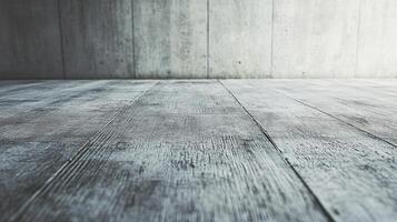 Concrete floor with a wood grain pattern. The floor is empty and has no furniture or other objects photo