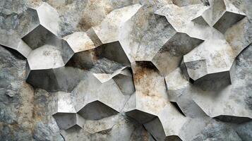 Wall made of rocks with a lot of texture and a sense of depth. The rocks are of different sizes and shapes, and they seem to be scattered all over the wall. Scene is one of ruggedness photo