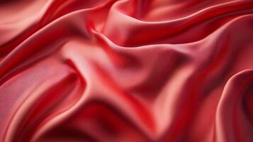 Red fabric with a pattern of lines and swirls. The fabric is very soft and smooth photo