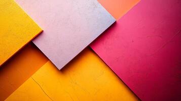 Colorful background with a pink and orange square in the middle. The background is made up of different colored squares, with the pink and orange square being the most prominent photo