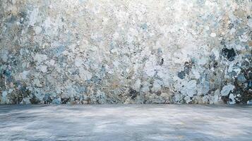 Wall with a lot of white and blue paint and a lot of small white dots. The wall is empty and has a lot of texture photo
