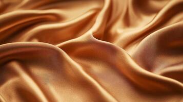 Piece of gold fabric with a pattern on it. The fabric is folded and has a shiny appearance photo