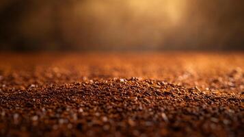Close up of a brown surface with a lot of small rocks. The surface is covered in a layer of dirt and the rocks are scattered all over it. The image has a somewhat rugged and natural feel to it photo