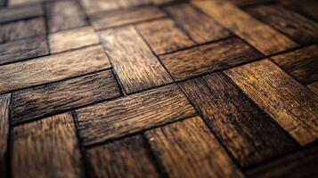 Wooden floor with a checkered pattern. The wood appears to be aged and has a rustic feel to it. The checkered pattern adds a sense of depth and texture to the floor, making it visually interesting photo