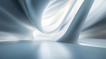 Large, curved space with a white ceiling and walls. The space is empty and has a feeling of emptiness photo
