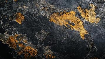 Black and gold surface with a lot of texture. The surface has a lot of bumps and ridges, giving it a rough and uneven appearance photo
