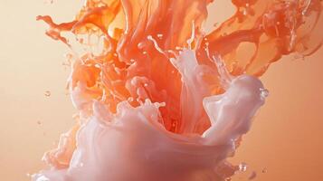 Splash of pink paint on a yellow background. The splash is very large and covers a large portion of the background photo