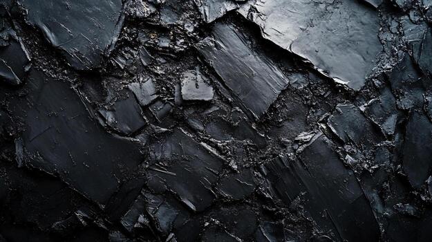 The image is a black and white photo of a rocky surface with a dark and moody atmosphere. The rocks are scattered throughout the scene, creating a sense of depth and texture