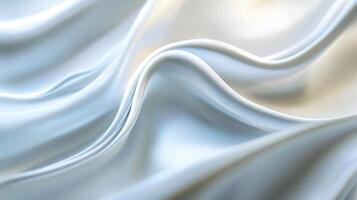 White fabric with a wave pattern. The fabric is smooth and shiny. The wave pattern is made up of small, overlapping lines. The fabric appears to be made of silk or satin photo