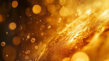 Gold background with a lot of bubbles and a few stars. The bubbles are scattered all over the background and the stars are in the middle. The bubbles and stars give the image a fun and playful mood photo