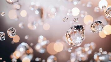 Blurry image of water droplets with a blurry background. The droplets are scattered all over the image, creating a sense of movement and fluidity photo
