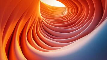 Spiral of orange and blue with a blue background. The spiral is made up of many different colors and shapes photo