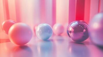 Group of colorful balls are scattered across a white background. The balls are of different sizes and colors, creating a vibrant and playful atmosphere. Concept of fun and creativity photo