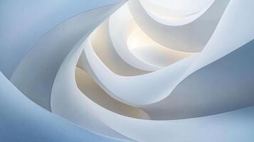 Spiral of white paper with a blue background. The spiral is made up of many small circles photo
