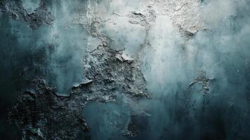 Wall with a blue and white background. The wall is covered in cracks and has a rough texture photo