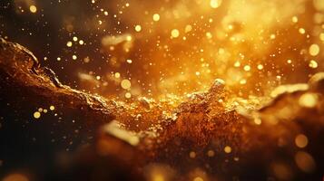 Gold and brown background with a lot of sparkles. The background is a mix of gold and brown colors photo
