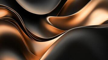 Black and gold wave pattern with a shiny, metallic look. The image is abstract and has a modern, futuristic feel to it photo