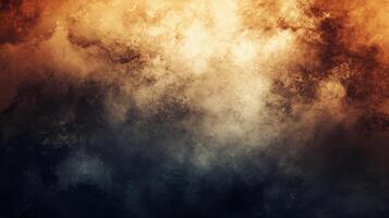 Blurry, abstract painting of a cloudy sky with a splash of orange. The painting has a moody, mysterious feel to it photo