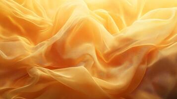 Yellow fabric with a pattern of lines and swirls. The fabric is folded and has a texture that looks like it's made of hair photo