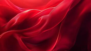 Red fabric with a pattern of red and white. The red fabric is flowing and has a sense of movement photo