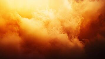 The sky is a mix of orange and yellow, with white clouds scattered throughout. The colors are vibrant and create a warm, inviting atmosphere photo