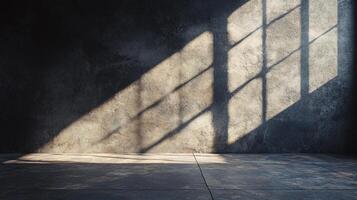 Room with a window and a wall. The window is letting in sunlight, creating a warm and inviting atmosphere photo