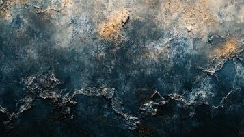 Painting of a cloudy sky with a few specks of gold. The painting is abstract and has a moody, mysterious feel to it photo