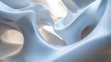 White and blue abstract painting with a lot of curves and swirls. The painting is very dynamic and has a sense of movement photo