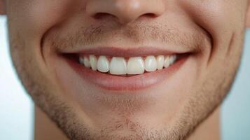 Man with a smile on his face and a clean, white smile. Concept of happiness and positivity photo