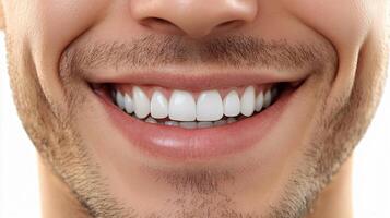 Man with a beard and a smile on his face. His teeth are white and he has a clean, fresh look photo